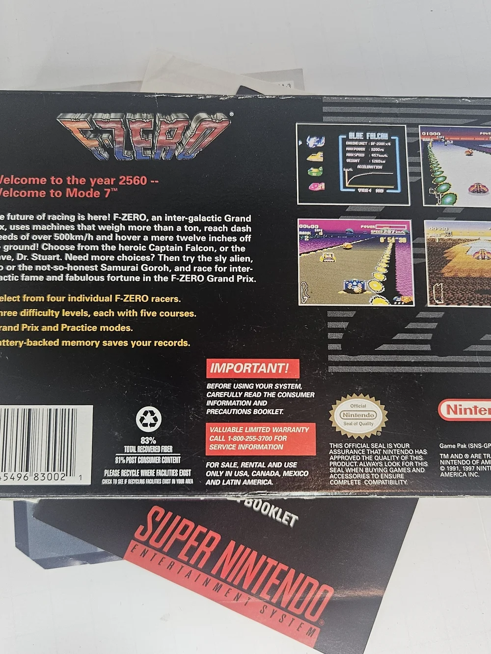 F-Zero (Super Nintendo SNES, 1991) Complete In Box CIB